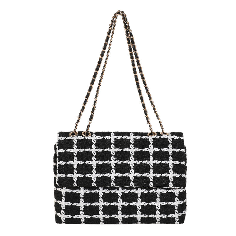 Wholesale Woven Plaid High-capacity Chain Single Shoulder Underarm Bag